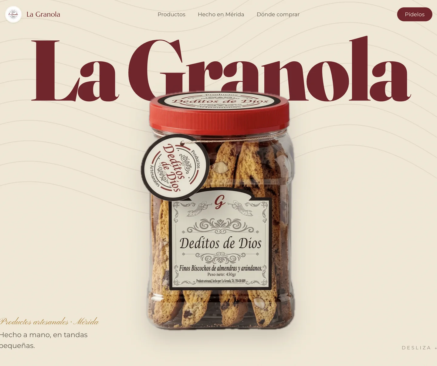 La Granola website on a desktop monitor