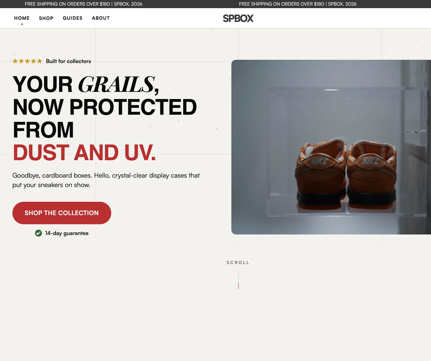 SPBOX store website on a desktop monitor